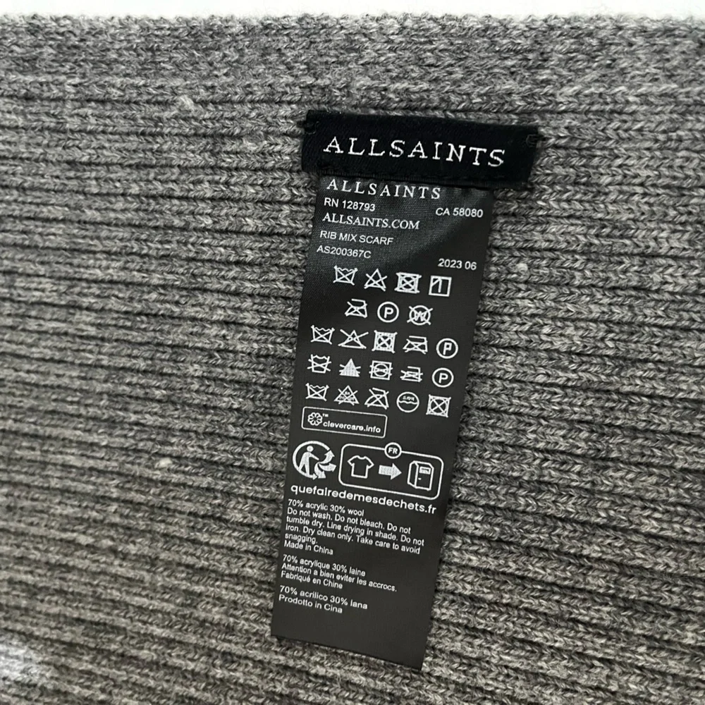 All Saints Charcoal Rib Knit Scarf